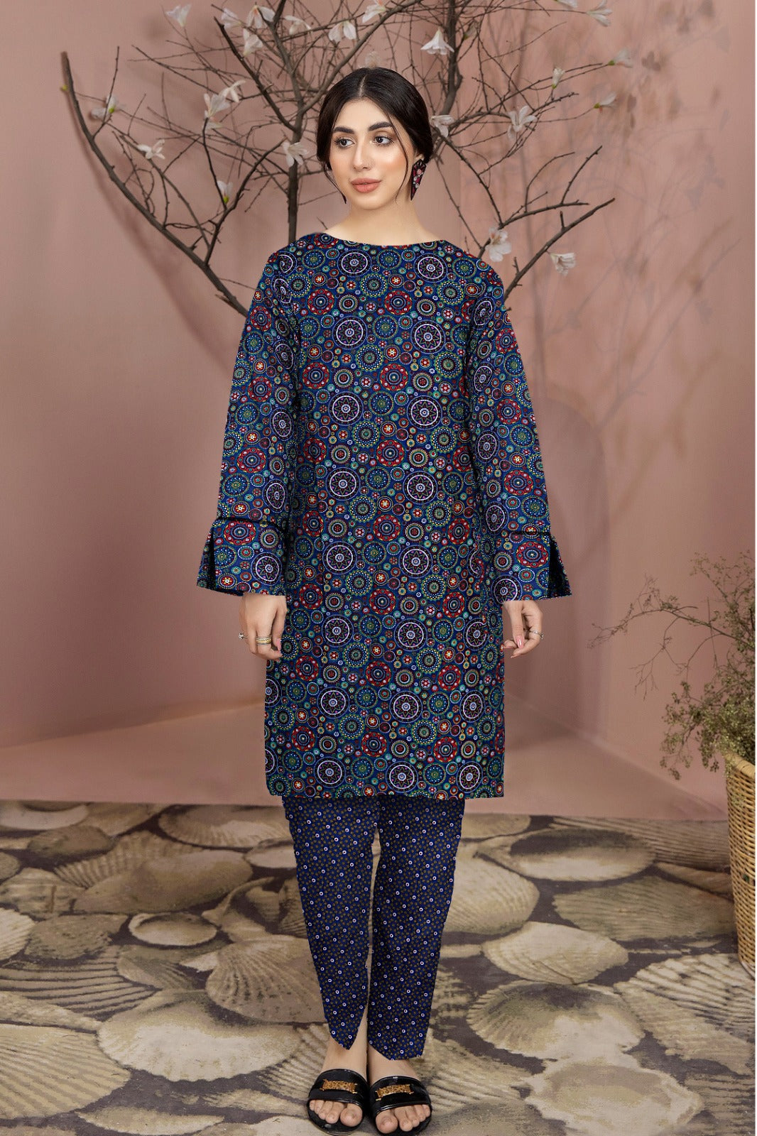 2PC Printed Soft Cotton Suit - K11
