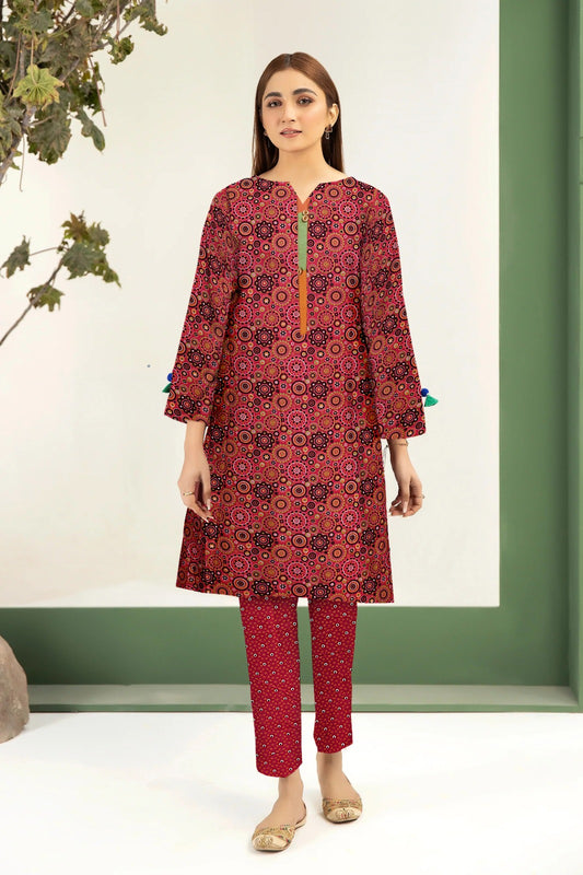 2PC Printed Soft Cotton Suit - K18