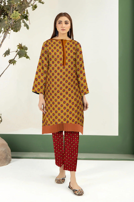 2PC Printed Soft Cotton Suit - K25