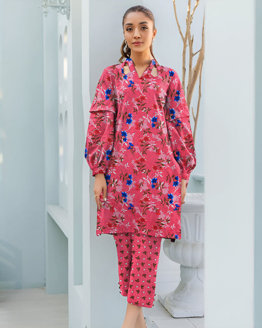 2PC Printed Soft Cotton Suit - K7