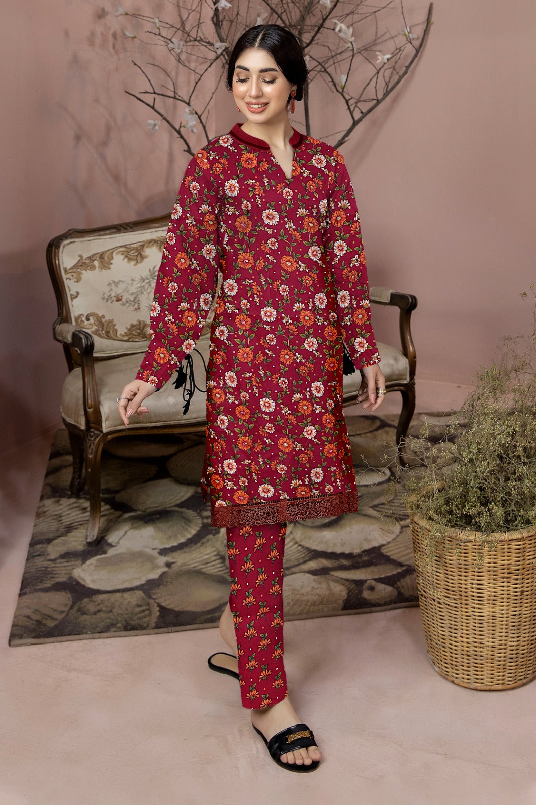 2PC Printed Soft Cotton Suit - K2